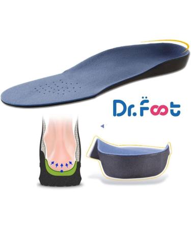 Dr. Foot Full Orthotics Shoe Insoles - Arch Support Inserts for Flat Feet, Over-Pronation, Fallen Arch - Men's 7.5-9 | Women's 8.5-10 (M-W8.5-10 | M7.5-9) - Blue & Black - Buy Online on GoSupps.com