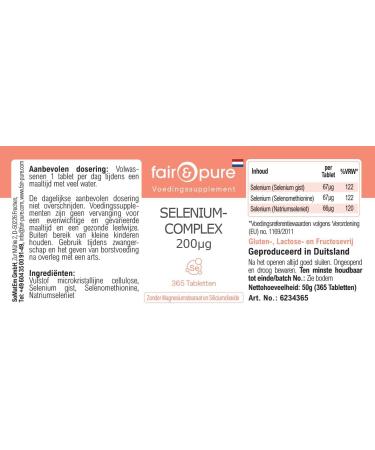 SoMatEm Fair & Pure Selenium Complex tablets 200 g 365 pieces vegan food supplement without additives produced in Germany - Buy Online on GoSupps.com