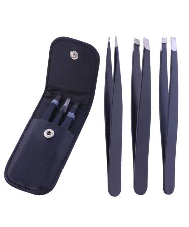 Stadux Eyebrow Tweezers 3 Piece Professional Stainless Steel Precision Tweezers for Eyebrows Plucking Ingrown Hair Remover and Facial hair Black (Pack of 3) - Buy Online on GoSupps.com