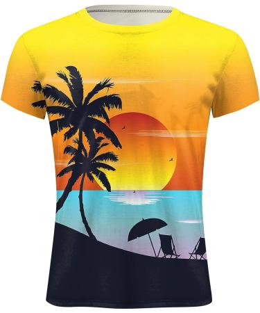 Mens Casual Fashion Graphic Print Short Sleeve Athletic Shirt - Yellow | Small - Buy Online on GoSupps.com