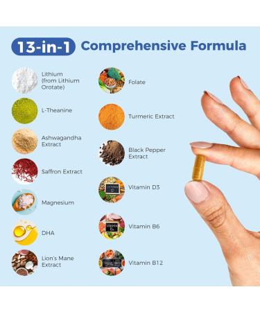 AiVital Lithium Orotate 5mg 13-in-1 Lithium Supplement with Magnesium Glycinate L-theanine & DHA for Daily Balance Focus & Clarity Low-Dose Formula Non-GMO Gluten Free Vegan 120 Capsules - Buy Online on GoSupps.com