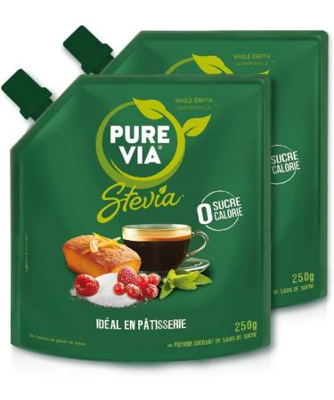 PURE VIA - Set of 2 Stevia Crystallized Powder - Zero Calorie - 250g - Buy Online on GoSupps.com