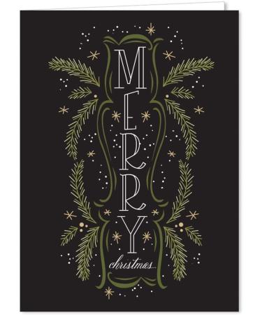 Christmas Pines Typography Holiday Card Assortment Pack - Set of 24 Cards, 3 Designs - 5'' x 7'' Folded - Made in USA - Blank Envelopes - Buy Online on GoSupps.com