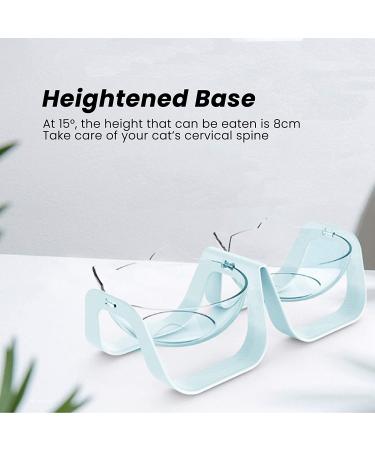 Laifug Elevated Double Cat Dog Bowls - Tilted Cat Food Bowl with Stand | Food Grade Material, Nonslip Design | For Cats and Small Dogs | Blue - Buy Online on GoSupps.com