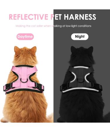 Breakproof Cat Dish Set with Adjustable Reflective Vest for Small Kittens - Pink XXS - Buy Online on GoSupps.com