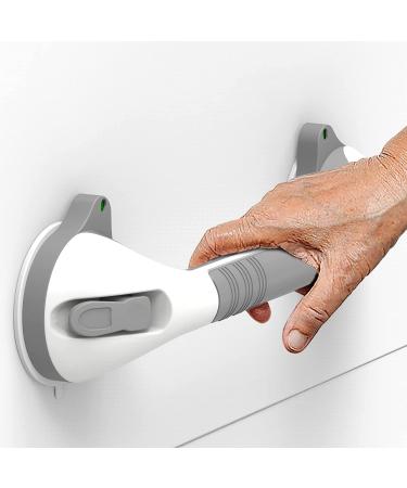 AquaChase 17" Bathroom Suction Grab Bar with Indicators  Steady Handle Balance Assist for Shower  Bathtub  Toilet  Dual Tone (White/Grey)  Pack of 2 White/Grey  Pack of 2 17in - Buy Online on GoSupps.com