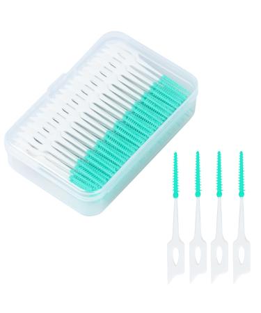 120 Pieces Interdental Brushes Clean Between Teeth Silicone Dental Brushes Convenient Travel Oral Care Dental Floss Sticks Dual-use Interdental Floss Picks Oral Cleaning Supplies (120Pcs-Green)