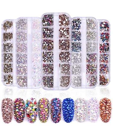 Nail Art Rhinestones 1440 Pieces Nail Art Rhinestone 3D Nail Art Rhinestones for Nails DIY Rhinestone Crystal Diamond Phone Nail Art Decoration (J) - Buy Online on GoSupps.com