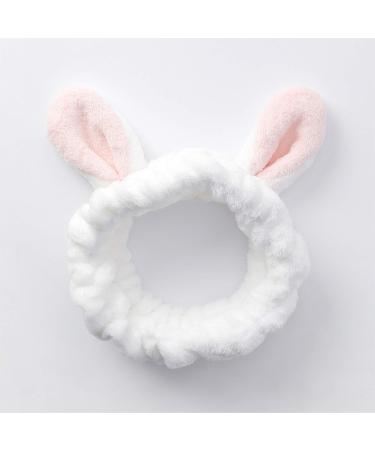 Suq Makeup Frontal Ligaments - Elastic Coral Fleece Hair Band for Women & Girls | Plush Rabbit Ear Hair Accessories for Washing Face Shower & Spa - White & Blue - Buy Online on GoSupps.com