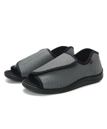 KXSM Diabetic Sandals Memory Foam Arthritis Edema Adjustable Open Toe Swollen Feet Slippers Wide Fit Large Size Arthritis Swollen Feet Footwear for Indoor Outdoor Use Gray 38 38 Gray
