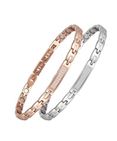 ENERCOPPEX stainless steel foot chain magnetic women's foot chain have a connection no worries about the length of the foot chain including a gift bag