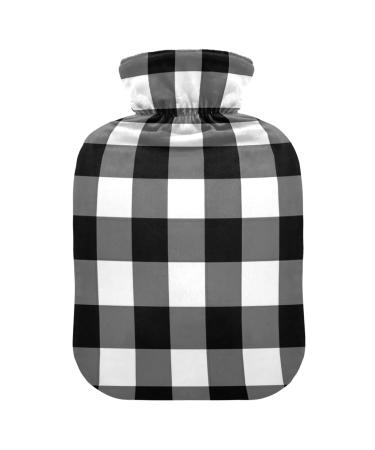 Black White Buffalo Plaid Heat bottle with reference hot water bottles for pain relief hot water bag Warming water bed Warmer for period cramps 1l