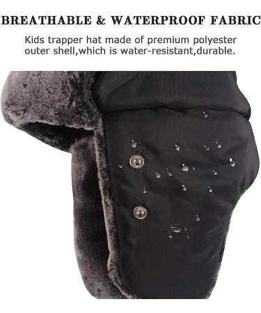 Winter Trapper Hat Kids Black-Adult | Windproof Ski Cap with Ear Flaps for Outdoor Activities - Buy Online on GoSupps.com