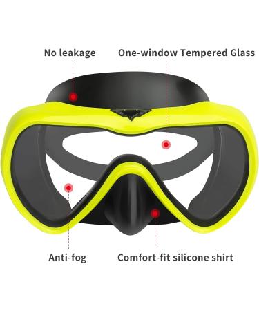 SwimStars Snorkel Set for Women and Men - Anti-Fog Comfortable Mask with Tempered Glass - Ideal for Swimming, Snorkeling, and Scuba Diving - Yellow - Buy Online on GoSupps.com