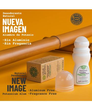 Vital Green Natural Roll On Deodorant of Potassium Alum For all Skin Types Unscented Mineral Deodorant For Men and Women - Eliminates bad odor and does not stain 3.04 Fl Oz / 90 ml (2 Units) - Buy Online on GoSupps.com