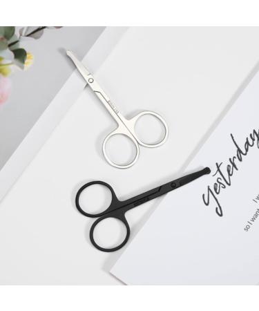 CXAFQ 2Pcs Professional Small Ear Nose Hair Scissors with Curved Safety Blades & Rounded Tip for Trimming Small Details Facial Hair Trimming Nasal Hair(Black) - Buy Online on GoSupps.com