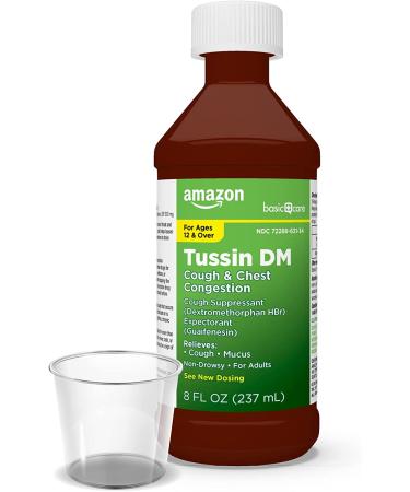 Amazon Basic Care Tussin Cough Plus Chest Congestion DM - Raspberry Flavor - 8.0 fl oz - Buy Online on GoSupps.com