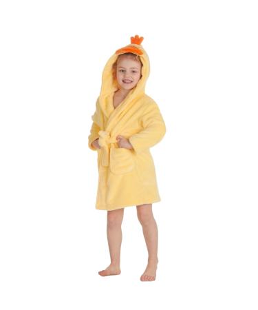 Bamu Baby Town Bathrobe for boys and girls unisex soft plush fleece with hood sizes 624 months 26 years 6-12 months duck yellow