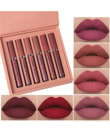 Dulele 6-Piece Velvety Matte Lip Gloss Set - Waterproof Durable Liquid Lipstick | Non-Stick Cup Makeup Cosmetics (Color A) - Buy Online on GoSupps.com