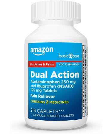 Shop Amazon Basic Care Dual Action Acetaminophen & Ibuprofen Tablets - 216 Count for Fast Pain Relief | International Shipping Available - Buy Online on GoSupps.com