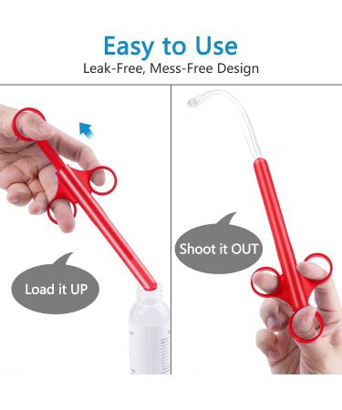 Lube applicator syringe compatible with Silicone Oil Water based Personal Lubricant or Gel - with smooth rounded tip No sharp edges Reusable Easy to use and clean Dosage Markings 10ml Scales  2 PCS (Red & Red) - Buy Online on GoSupps.com