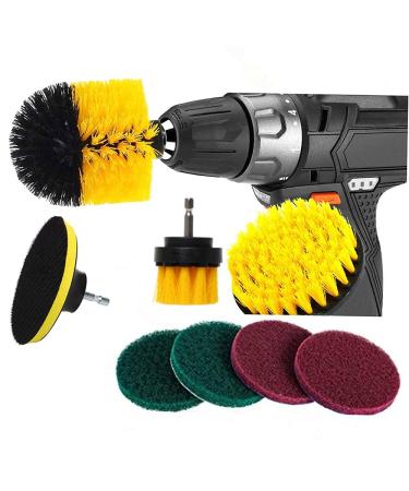 8PCS Drill Cleaning Brush Attachment Set Scrub Scouring Pads Power Scrubbing Brush Household Cleaner Kit for Kitchen Tires Bathroom Floor Tiles Showers
