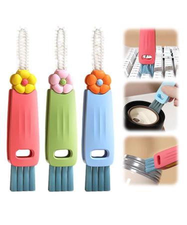 3 in 1 Cleaning Brush Multifunctional Mini Lid Scrubber Mini Crevice Brush Cleaner for Straw Cup Lid Slot Cleaner Home Kitchen