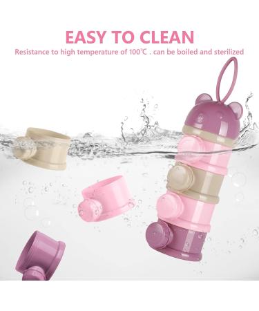 Vicloon Baby Milk Powder Dispenser - Portable 4-Layer Twist-Lock Storage Container - Stackable Pots for Kids - 270ml per Layer - Pink/Purple - Buy Online on GoSupps.com