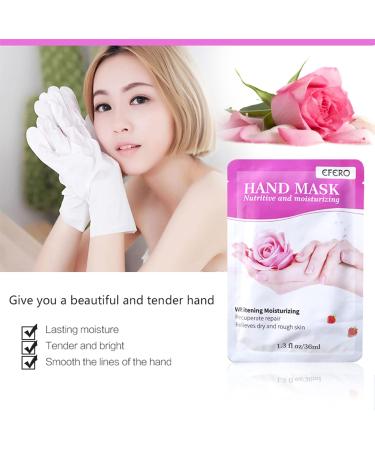 Rose Hand Moisturizer Gloves 3-Piece Set - Plant Extracts for Dry & Cracked Hands, Intense Skin Nutrition, Whitening & Anti-Aging, Repair Rough Skin - Buy Online on GoSupps.com