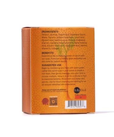 Carrot Soap Bar - Moroccan Natural Ingredients for Body & Face | Gentle All Skin Types - 200gm - Buy Online on GoSupps.com