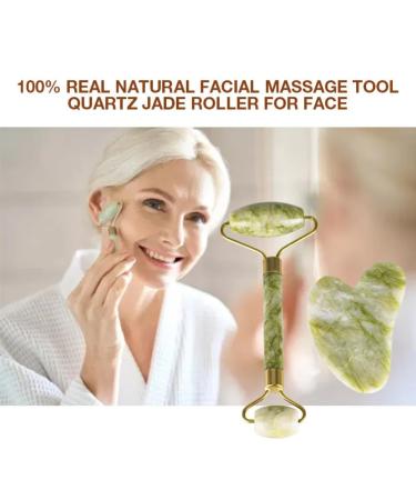 GLOW LUX Jade Roller & Gua Sha Set - Boost Radiance Reduce Puffiness & Enhance Skincare Routine - International Shipping Available - Buy Online on GoSupps.com