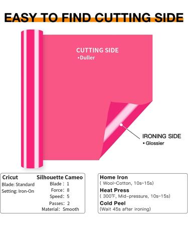 HTVRONT Neon Pink HTV Vinyl Rolls - 12 x 20FT Heat Transfer Vinyl for Shirts - Easy to Cut & Weed Iron On Vinyl - Buy Online on GoSupps.com