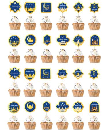 24PCS Eid Mubarak Cupcake Topper Ramadan Cake Decorations Islamic Muslim Party Supplies - Buy Online on GoSupps.com