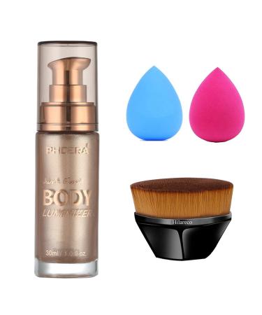 PHOERA Body Luminizer, Waterproof Moisturizing and Glow For Face & Body, Radiance All In One Makeup, Face Body Glow Illuminator, Body Highlighter 1fl.oz. (101 Rose Gold)
