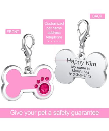 Natiform Personalized Glitter Pet ID Tag - Customized Cat Tag - Engraved - 4 Lines Custom Text - Easy to Read - Bone Pink - Buy Online on GoSupps.com