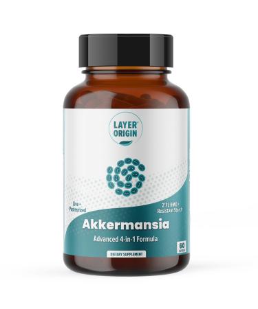 Layer Origin Akkermansia muciniphila Probiotic, Live + Pasteurized Akkermansia with PureHMO Prebiotic, Validated Strain, Updated 4-in-1 Formula