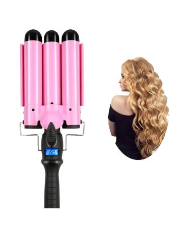 3 Barrel Curling Iron Wand 1.25 Inch 32mm Hair Crimper Hair Waver with LCD Temp Display Ceramic Tourmaline Crimper Hair Iron with Dual Voltage Temperature Adjustable Heat Up Quickly