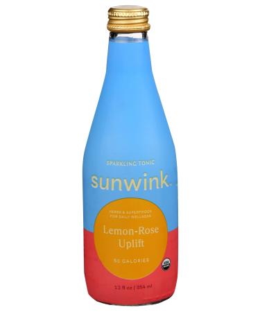 SUNWINK Organic Lemon Rose Uplift Sparkling Herbal Tonic, 12 FZ