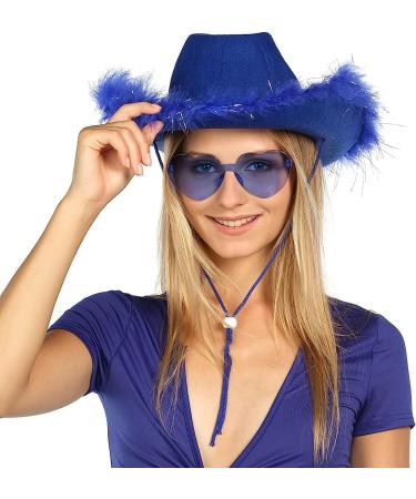 Funcredible Blue Cowgirl Hat with Glasses - Western Rodeo Party Costume Accessory for Women, Girls, and Kids - Buy Online on GoSupps.com