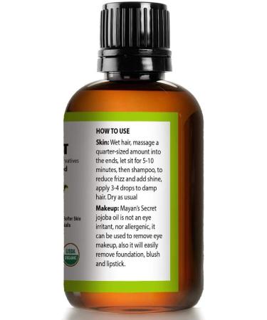 Jojoba Oil USDA Certified Organic (4oz Large) | Natural Cold Pressed Unrefined Hexane Free Oil for Hair & Face | Carrier Oil - Buy Online on GoSupps.com