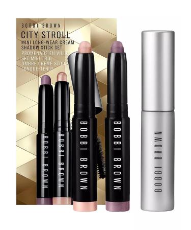 Bobbi Brown City Stroll Mini Long-Wear Cream Shadow Stick Set: Golden Pink and Mauve with Smokey Eye Mascara