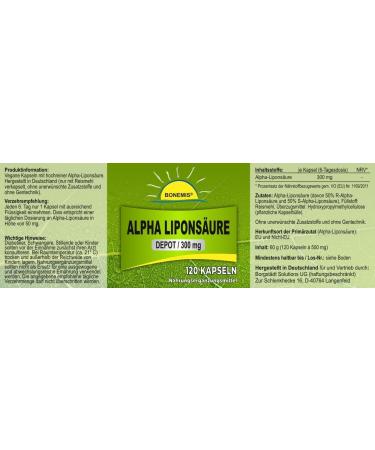 Alpha-Lipoic Acid Depot 300 mg - 120 Vegan Capsules in Glass | Bonemis - Pure & Additive-Free - Buy Online on GoSupps.com