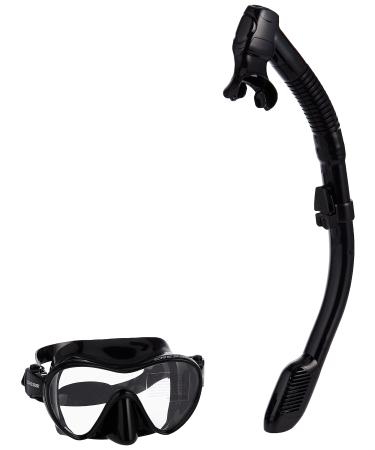 Cressi Scuba Diving Snorkeling Kit - Freediving Mask Dry Snorkel - Frameless Supernova Dry Set Designed in Italy Black Mask/Black Snorkel One Size Snorkel Set