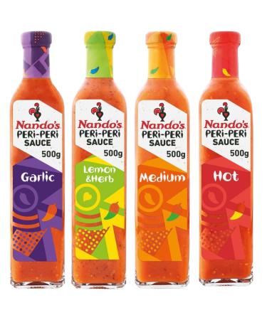 Peri Peri Sauce Bundle with Nandos Peri Peri Sauce Lemon & Herb Garlic Medium & Hot 500g (4 Pack) - Buy Online on GoSupps.com
