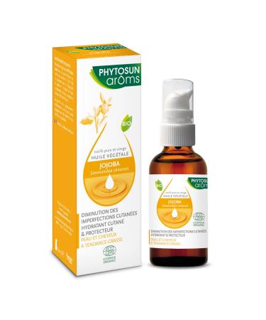 PHYTOSUN AROMS Organic Jojoba Vegetable Oil 100% Pure and Virgin Reduces Skin Imperfections Skin Moisturizer and Protector 50 ml