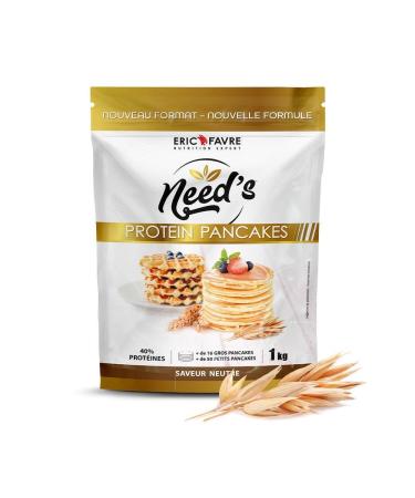 PROTEINE PANCAKE NEED's - Poudre Prot in e pour Pancakes Cr pes Gaufres - P te Pancake Prot ine Riche en Fibres Glucides Faible en Sucre - 1kg - Saveur Neutre - Eric Favre 1kg Naturel