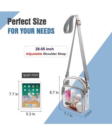 Coromay Clear Crossbody Bag - Stadium Approved TPU Clear Purse (Silver) - Buy Online on GoSupps.com