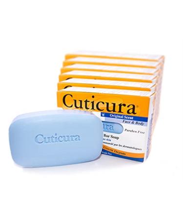 Cuticura Deep Cleansing Face and Body Soap Antibacterial Medicated Original Deep Cleansing Bar Soap for Blemish-Prone Skin 3 oz (Pack of 6)