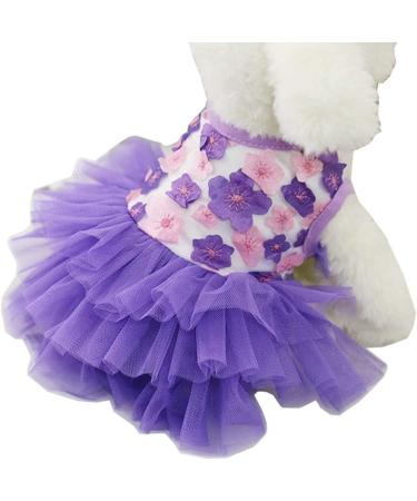 Yekeyi Spring Summer Princess Pet Dress - Cute Bunny Tutu for Dogs & Cats | Violet Flower Costumes for Rabbits - Buy Online on GoSupps.com
