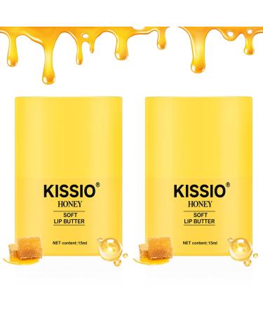 KISSIO Honey Lip Butter Set Lip Balm with 1000 ppm Propolis Extract Ceramide AP and Phytosphingosine Long-lasting Moisture and Nourishe Lips Lip Lines Care